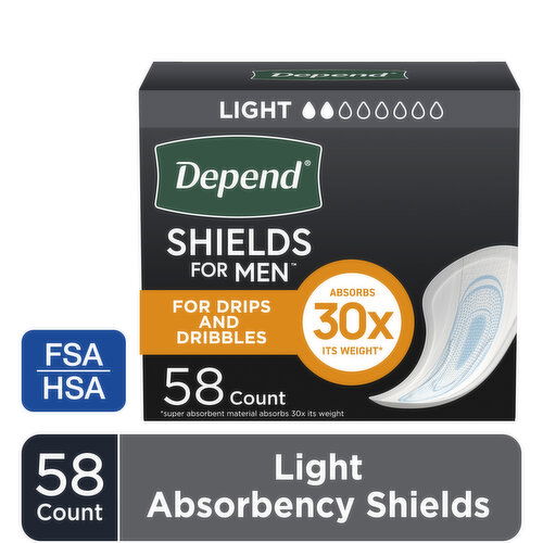 Depend Bladder Control Shields Incontinence Shields, Pads for Men, Light Absorbency