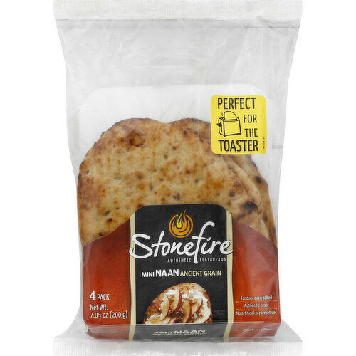 Stonefire Naan, Ancient Grain, Mini, 4 Pack