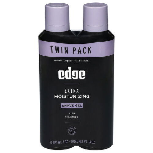Edge Extra Moisturizing Shave Gel with Vitamin E Twin Pack
