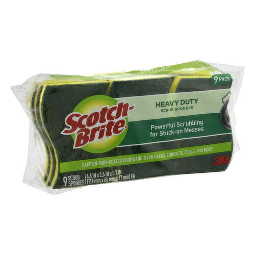 Scotch Brite Scrub Sponges, Heavy Duty, 9 Pack