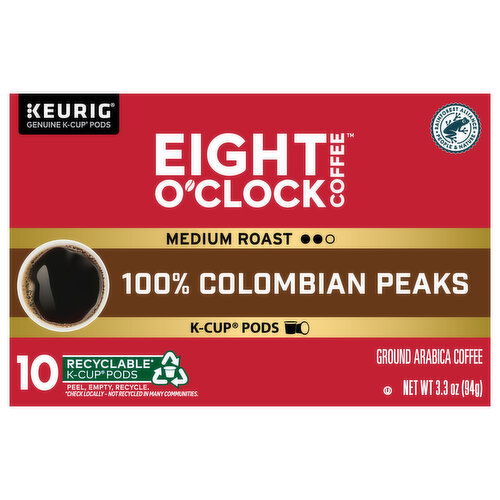 Eight O'Clock Coffee Ground Arabica Medium Roast 100% Colombian Peaks Coffee