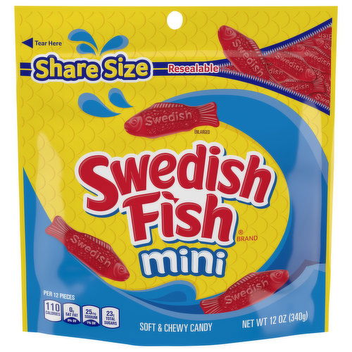 Swedish Fish Candy, Soft & Chewy, Mini, Share Size