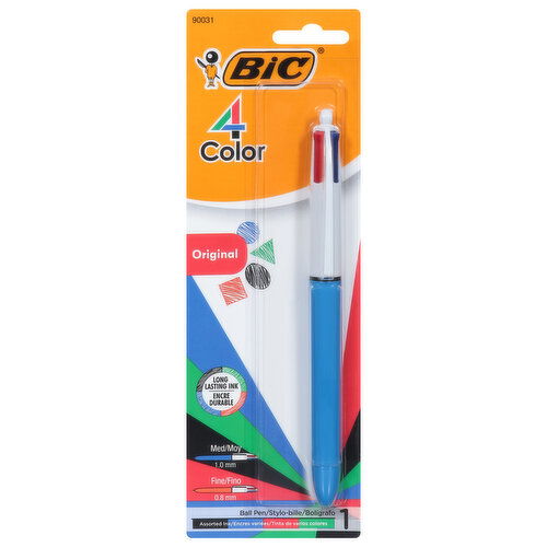 BiC 4 Color Ball Pen, Assorted Ink, Original
