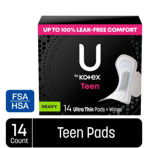 U by Kotex Thin Feminine Pads with Wings, Extra Absorbency, Unscented
