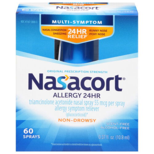 Nasacort Nasal Spray, Allergy 24 Hr, Multi-Symptom, Non-Drowsy, Original Prescription Strength, 55 mcg