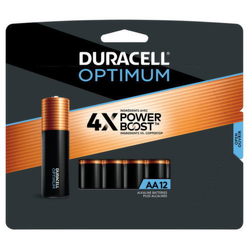 Duracell Optimum Batteries, Alkaline, AA, 1.5V, 12 Pack