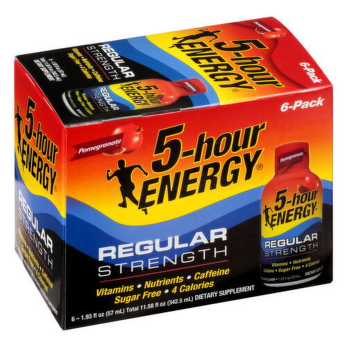 5-Hour Energy Energy Shot, Pomegranate, Regular Strength, 6 Pack