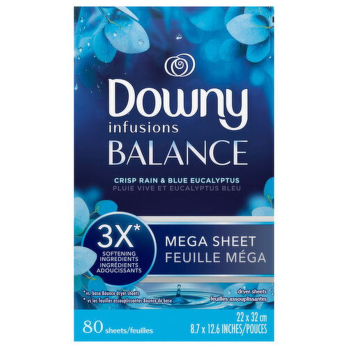 Downy Balance Infusions Crisp Rain & Blue Eucalyptus Mega Dryer Sheets