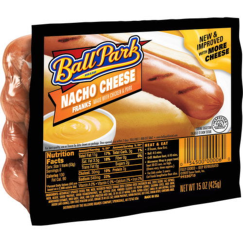 Ball Park Ball Park Nacho Cheese Hot Dogs, 8 Count