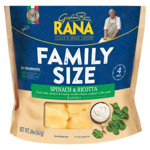 Rana Ravioli, Spinach & Ricotta, Family Size