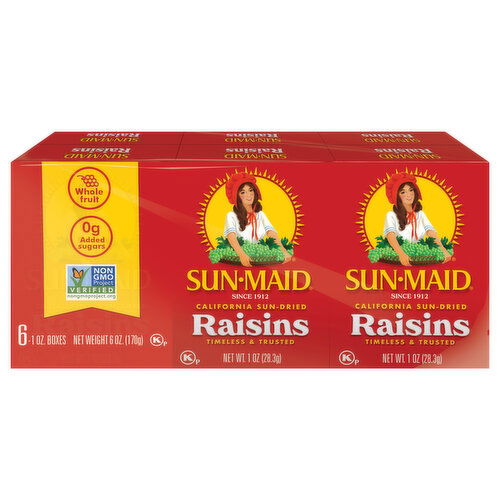 Sun-Maid California Sun-Dried Raisins 6-Pack/1oz Cartons