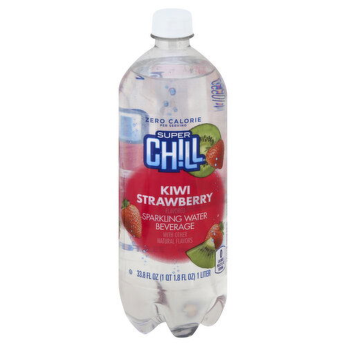 Super Chill Sparkling Water Beverage, Kiwi Strawberry Flavored