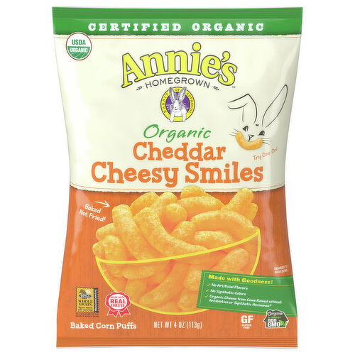 Annie's Corn Puffs, Organic, Baked, Cheddar