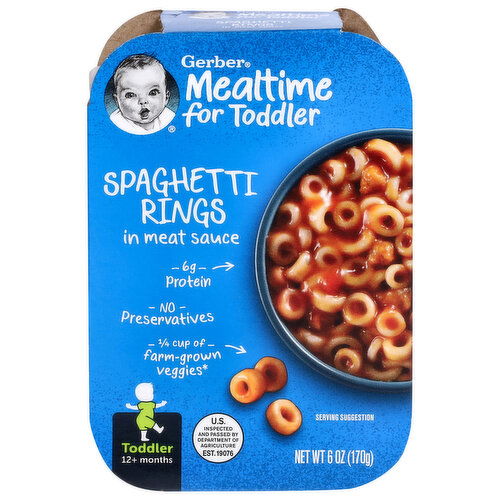 Gerber Mealtime for Toddler Toddler (12+ months) Spaghetti Rings in Meat Sauce