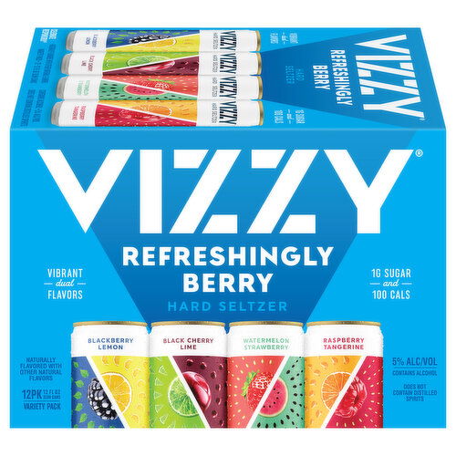 Vizzy Hard Seltzer, Refreshingly Berry, 12 Pack, Variety Pack