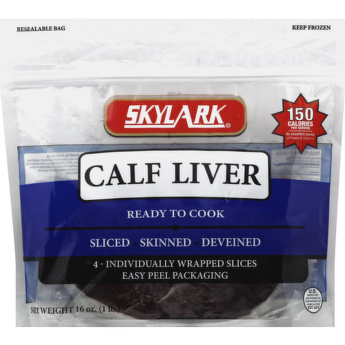 Skylark Calf Liver, Skinned, Deveined, Sliced