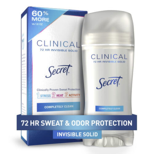 Secret Clinical Strength Clinical Strength Invisible Solid Antiperspirant and Deodorant, Completely Clean