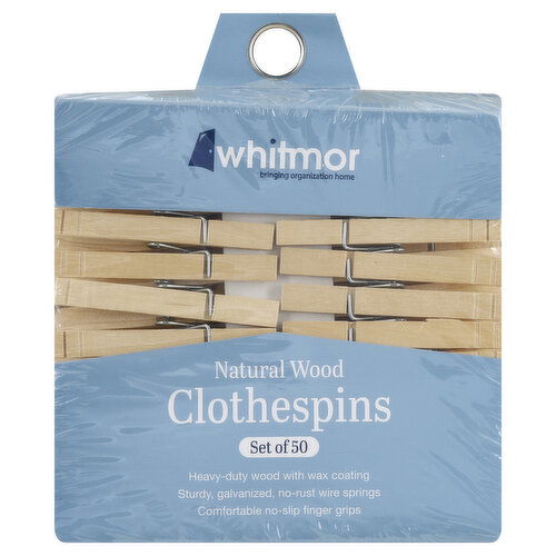 Whitmor Clothespins, Natural Wood