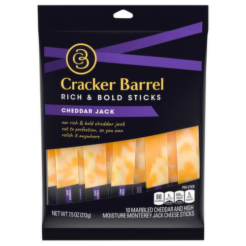 Cracker Barrel Cheese Sticks, Cheddar Jack, High Moisture