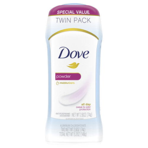 Dove Anti-Perspirant Deodorant, Powder , Twin Pack, Special Value