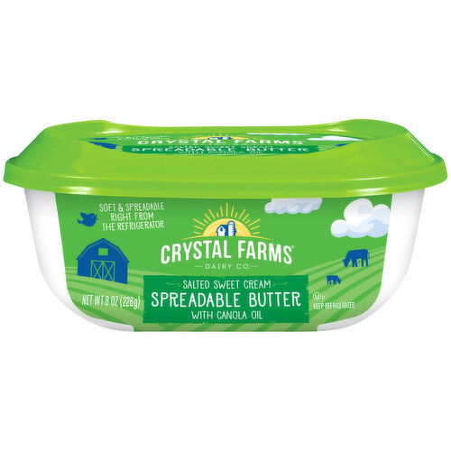 Crystal Farms  Spreadable Butter, with Canola Oil, Salted Sweet Cream