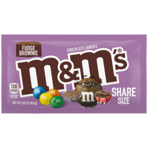 M&M'S M&M'S Fudge Brownie Milk Chocolate Candy, Share Size 2.83 oz Bag