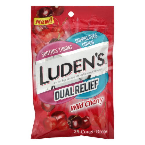 Ludens Cough Drops, Dual Relief, Wild Cherry