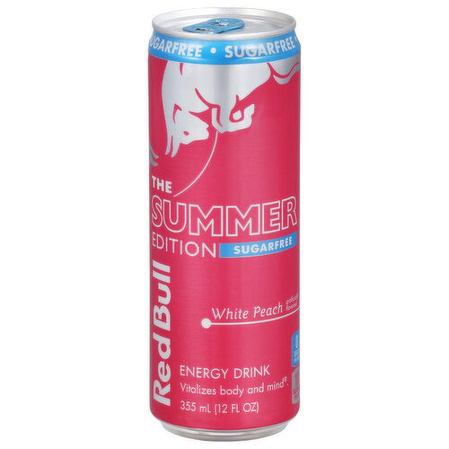 Red Bull Summer Edition Sugarfree Energy Drink, White Peach, with 114mg Caffeine, Taurine & B Vitamins