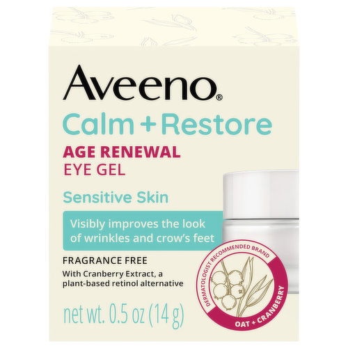 Aveeno Eye Gel, Age Renewal, Calm + Restore, Sensitive Skin