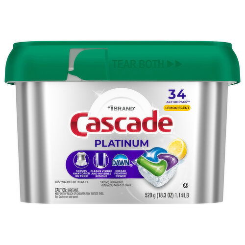 Cascade Platinum ActionPacs Lemon Scent Dishwasher Detergent