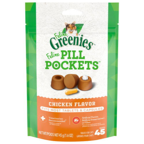 Feline Greenies Pill Pockets Treats for Cats, Chicken Flavor