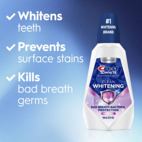 Crest 3D White 3D White Glamorous White Mouthwash, Alcohol Free, Helps Prevent Stains, Arctic Mint