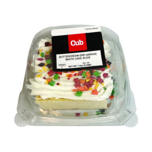 Cub Bakery Buttercream White Cake Slice