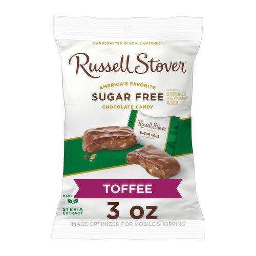 Russell Stover sugar free Chocolate Candy, Sugar Free, Toffee