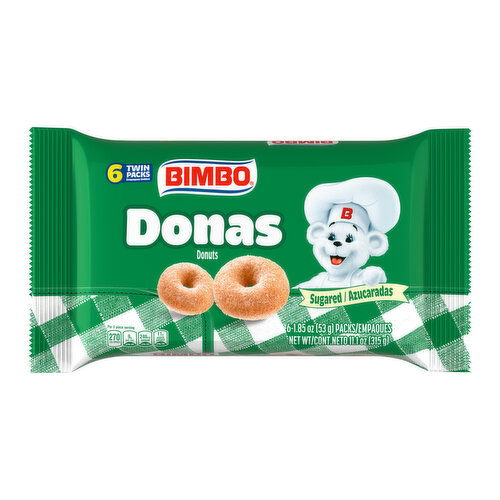 Bimbo Sugared Sugar Donuts, 6 twin packs, 11.1 oz