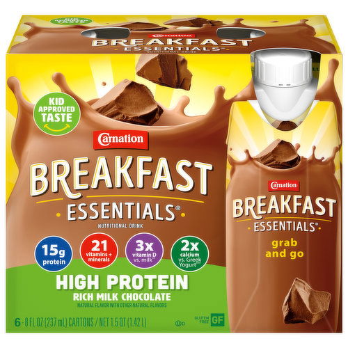 Carnation Breakfast Essentials Nutritional Drink, High Protein, Rich Milk Chocolate