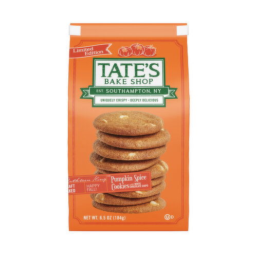 TATE'S Bake Shop Pumpkin Spice Cookies with White Chocolate Chips, Limited Edition, 6.5 oz