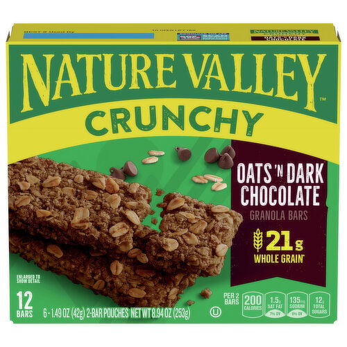 Nature Valley Granola Bars, Oats 'N Dark Chocolate, Crunchy