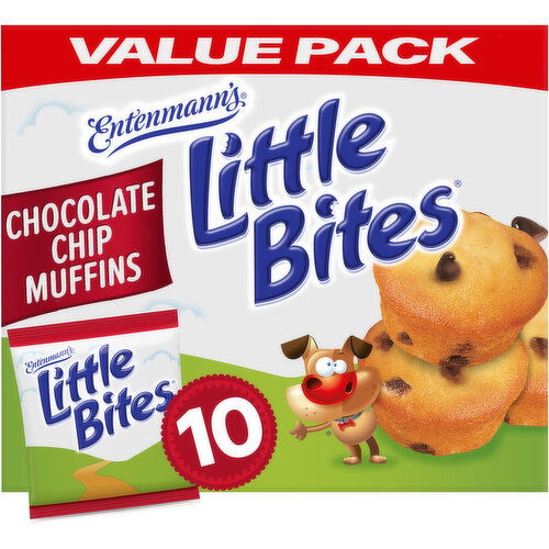 Entenmann's Little Bites Chocolate Chip Mini Muffins, Value Pack, 10 packs, (4 ct each), 16.5 lbs  Case