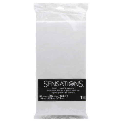 Sensations Tablecover, Plastic Lined, White