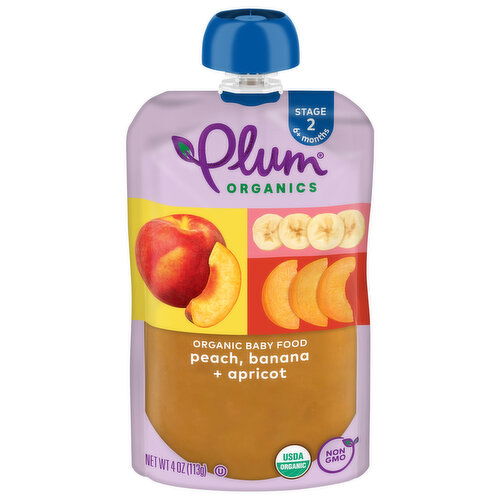 Plum Organics Stage 2 Organic Baby Food Peach, Banana + Apricot