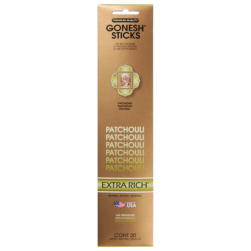 Gonesh Sticks Incense Air Freshener, Extra Rich, Patchouli