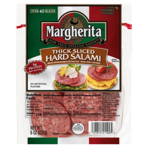 Margherita Hard Salami, Thick Sliced