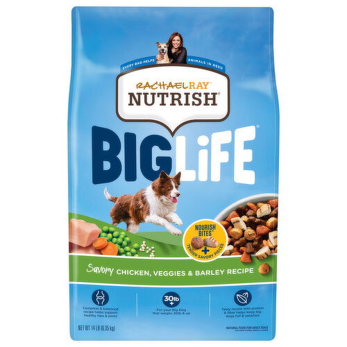 Rachael Ray Nutrish Big Life Natural Adult Savory Chicken, Veggies & Barley Recipe Food for Dogs