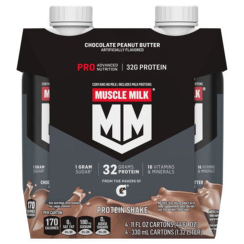 Muscle Milk Protein Shake, Chocolate Peanut Butter, Pro Advanced Nutrition