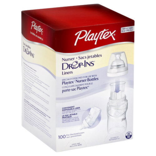 Playtex Drop-Ins Disposable Liners, Nurser, Pre-Sterilized, 4 oz