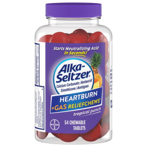 Alka-Seltzer Heartburn +Gas Reliefchews, Chewable Caplets, Tropical Punch