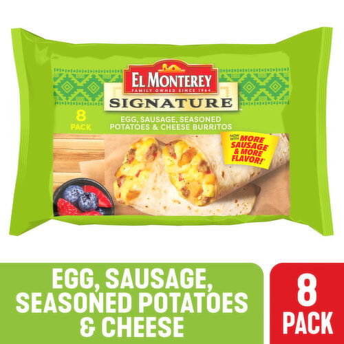 El Monterey Signature EM Sig Egg Saus Chs Pot Bkfst Burritos 8