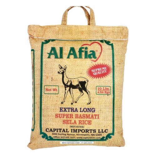 Al Afia Super Basmati Sela Rice, Extra Long