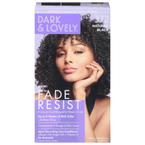 Dark & Lovely Fade Resist Haircolor, Permanent, Natural Black 372